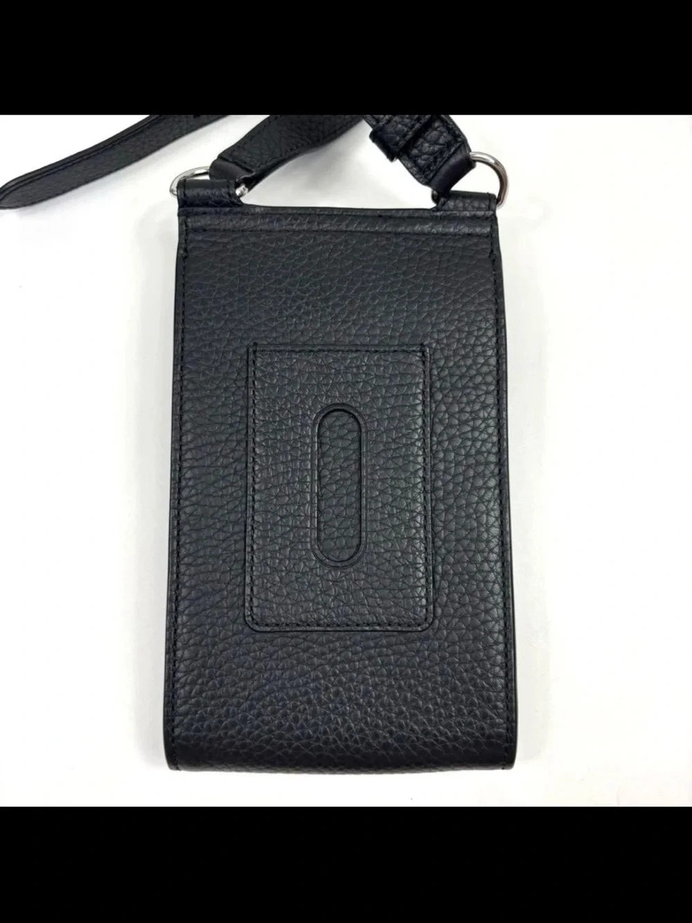 Mulberry Black Pebbled Leather Crossbody Phone Pouch with Silver Lock